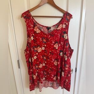 Torrid Red Floral Sleeveless Blouse, in Women’s Plus Size 4X